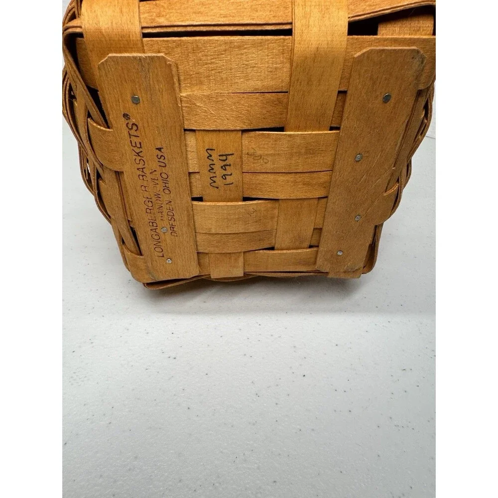 Longaberger Christmas Collection 1994 Jingle Bell Basket with Lid Red Accents